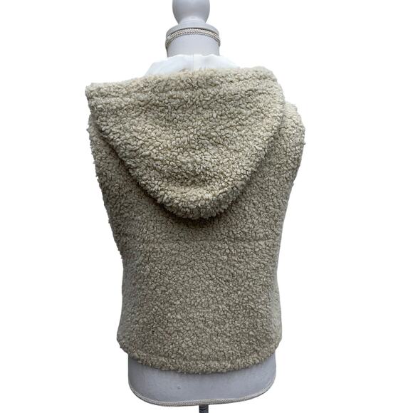 Montanaco Beige Sherpa Hoodie Vest Size Small - Picture 8 of 8